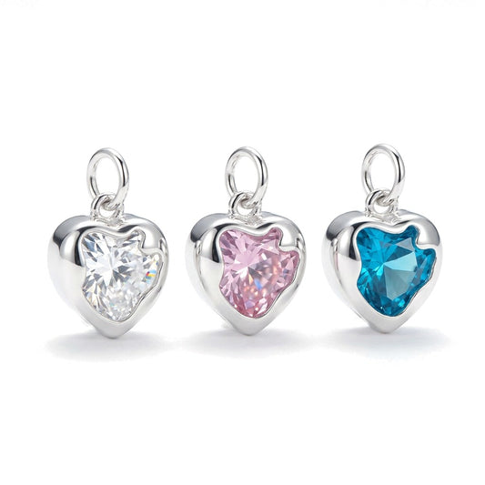 Dije Corazón de Zirconia Blanca, Azul o Rosa