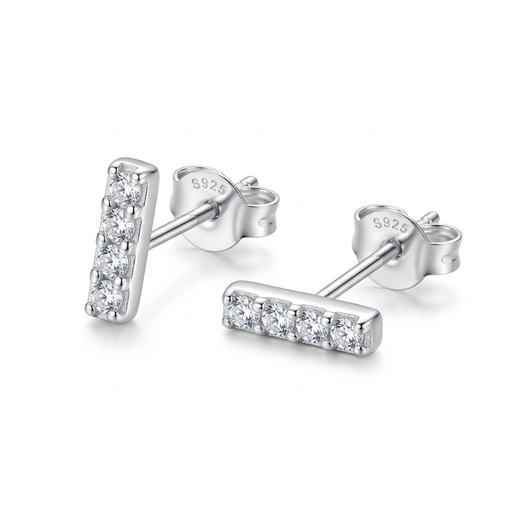 Aretes Mini Barra con Zirconias