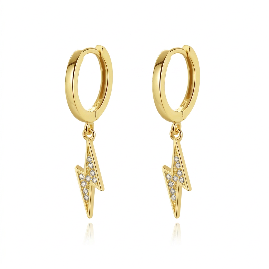 Aretes Colgantes Rayo con Zirconias