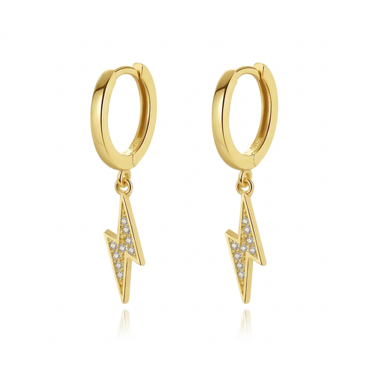 Aretes Colgantes Rayo con Zirconias