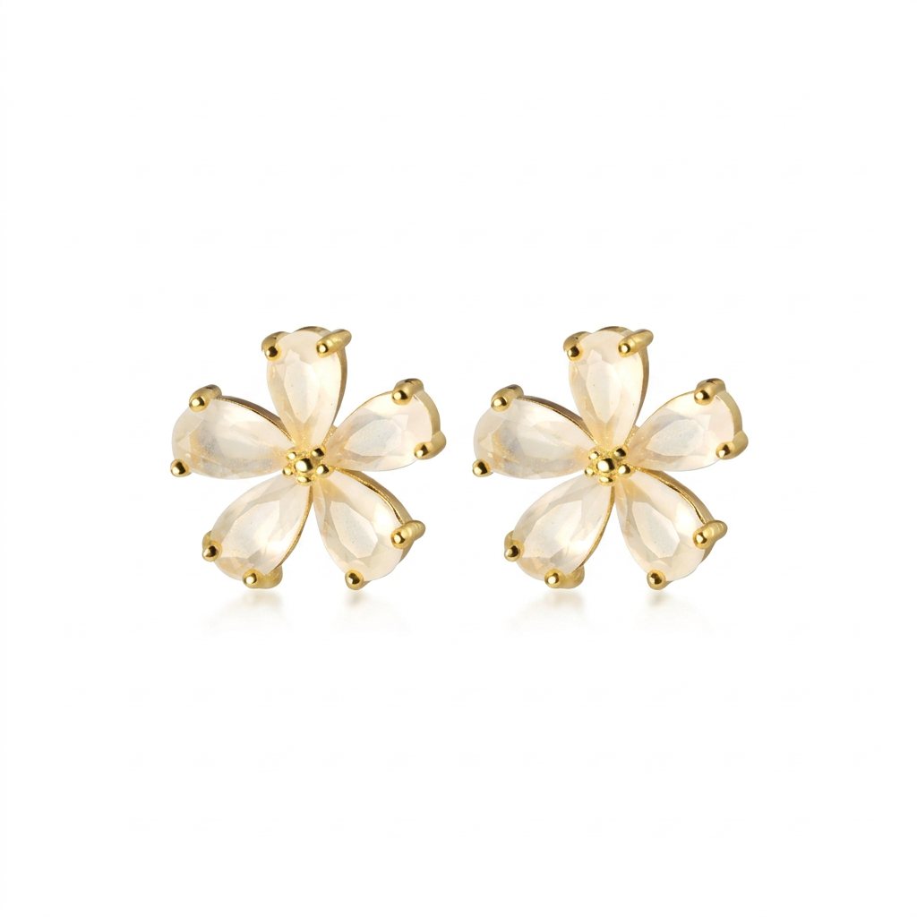 Aretes Flor Dorada Romántica