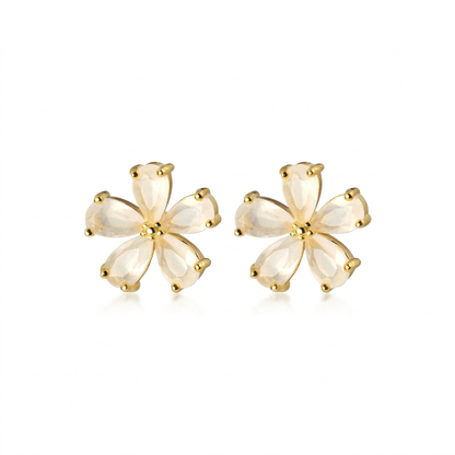 Aretes Flor Dorada Romántica