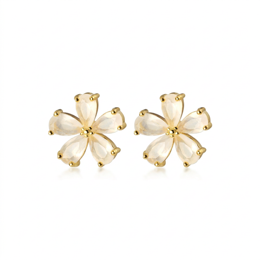 Aretes Flor Dorada Romántica