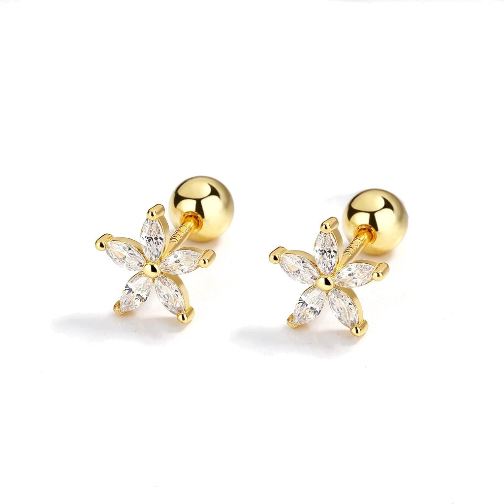 Aretes Flor Brillante con Zirconias