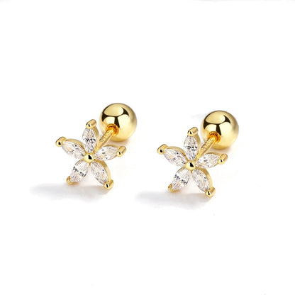 Aretes Flor Brillante con Zirconias