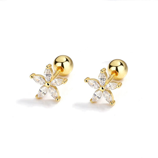 Aretes Flor Brillante con Zirconias