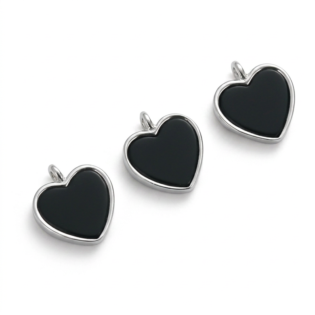 Dije Corazón Negro Esmaltado