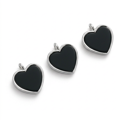 Dije Corazón Negro Esmaltado