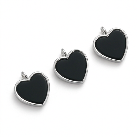 Dije Corazón Negro Esmaltado