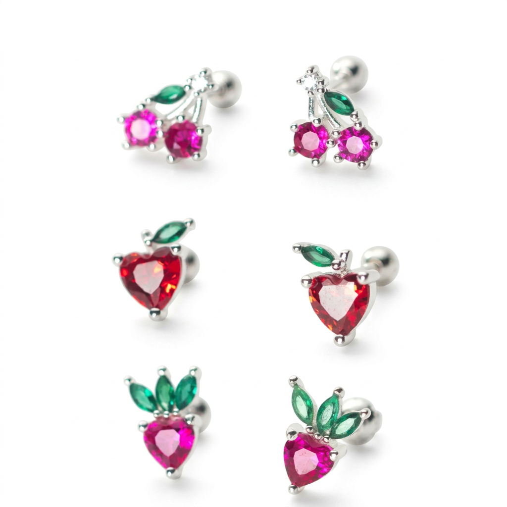 Aretes Frutitas con Cierre de Rosca