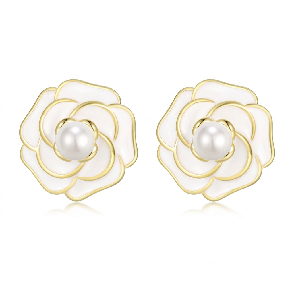 Aretes Flor con Perla
