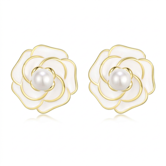 Aretes Flor con Perla