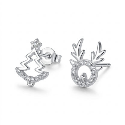 Aretes Asimétricos Reno y Árbol de Navidad