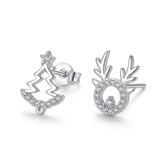 Aretes Asimétricos Reno y Árbol de Navidad
