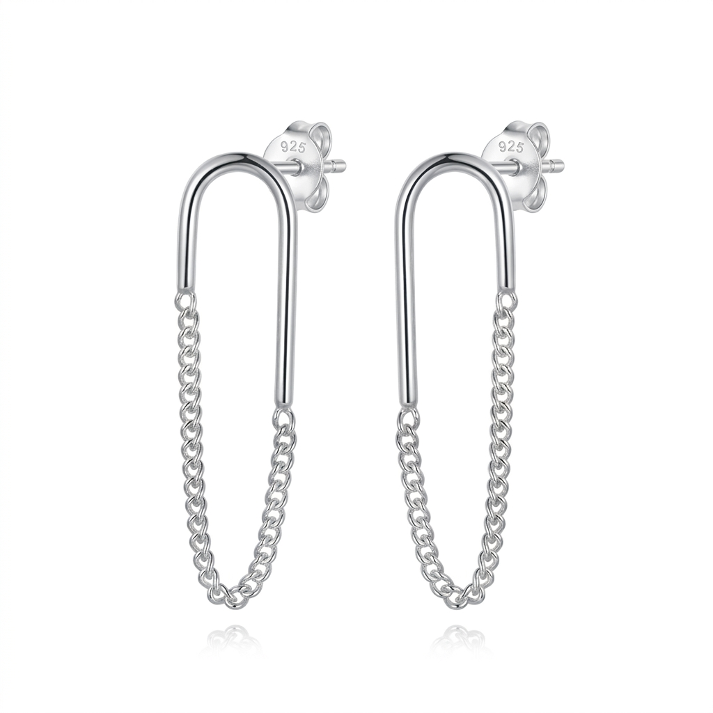 Aretes con Cadena de Eslabones Ovalados