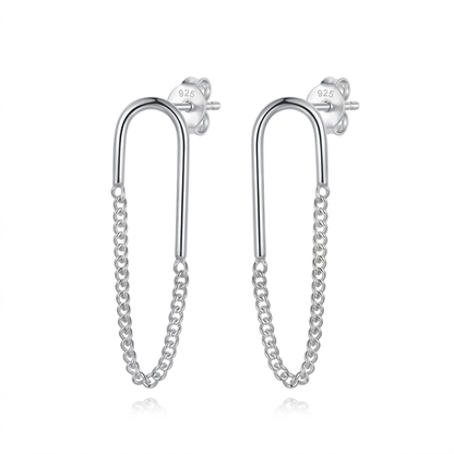 Aretes con Cadena de Eslabones Ovalados