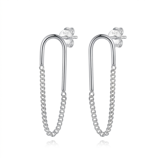 Aretes con Cadena de Eslabones Ovalados