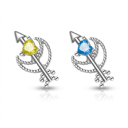 Aretes Corazón y Luna con Zirconia