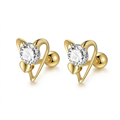 Aretes Corazón de Rosca en Plateado o Dorado