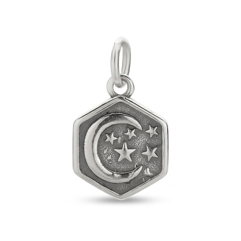 Dije Luna con Estrella de Seis Puntas