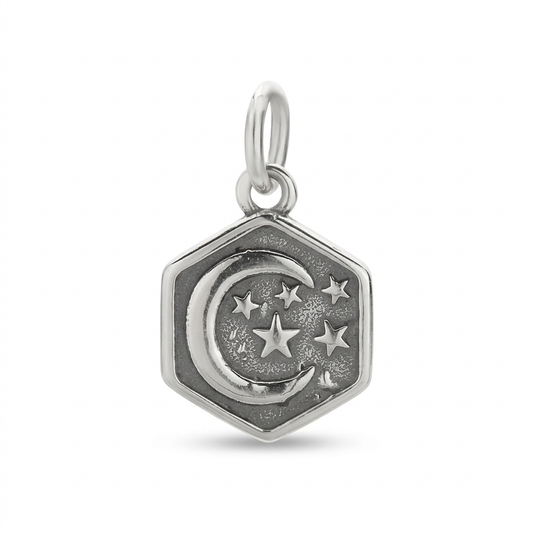 Dije Luna con Estrella de Seis Puntas