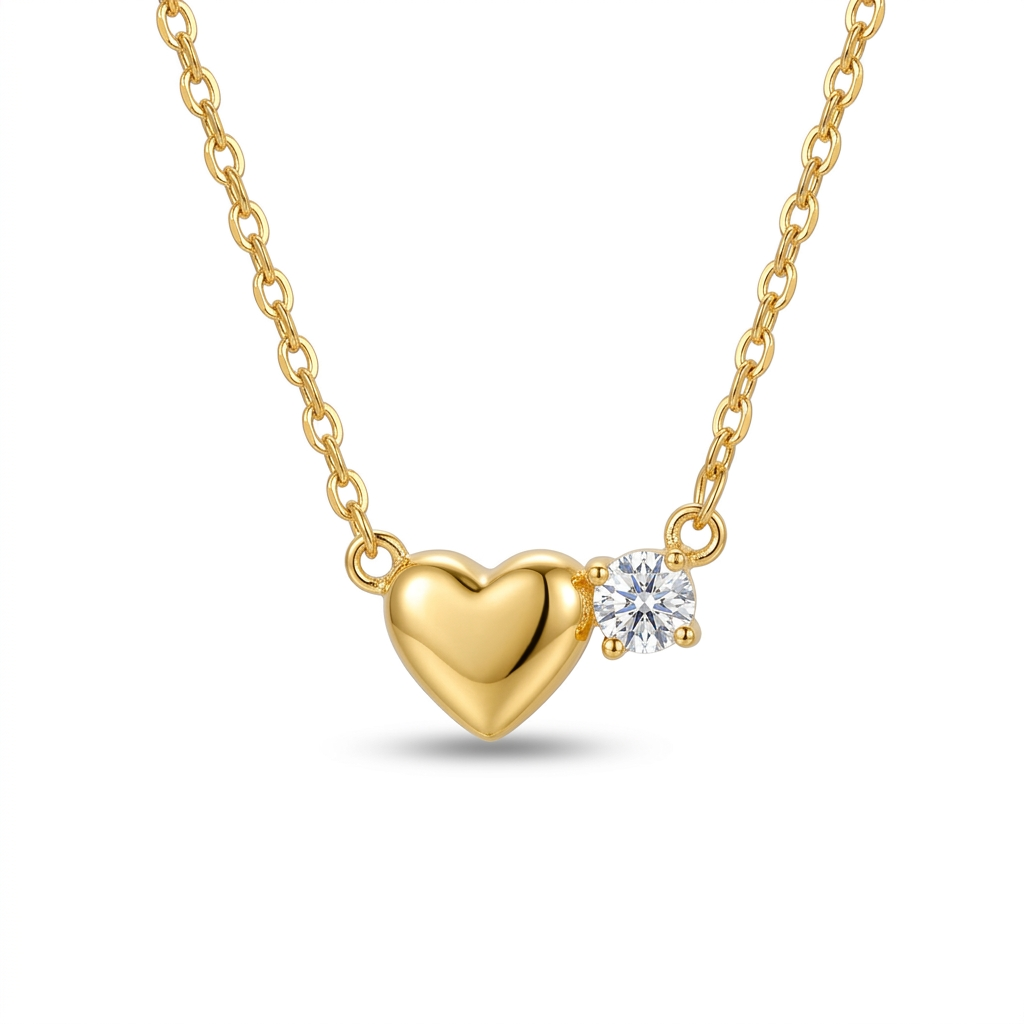Collar Corazón Dorado con Zirconias