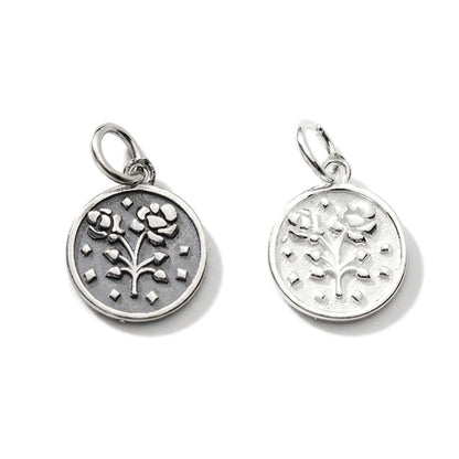 Dije Moneda Geométrica con Flor