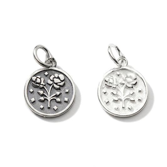 Dije Moneda Geométrica con Flor