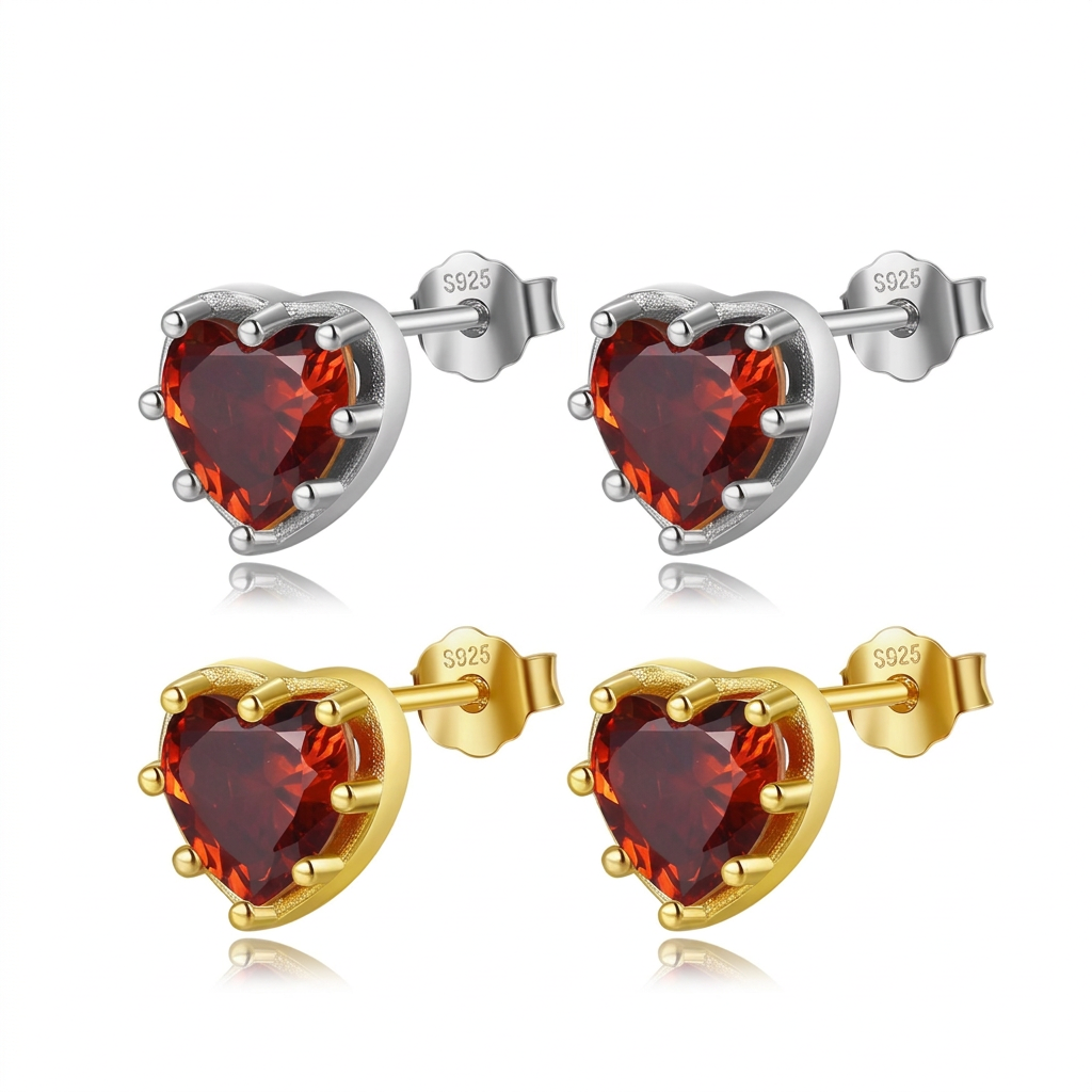Aretes Corazón Rojo con Zirconias