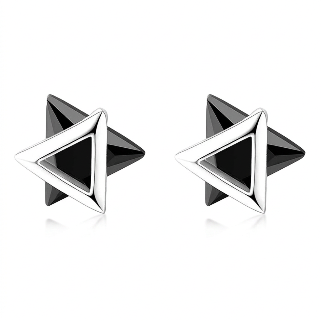 Aretes Triángulo con Zirconia Blanca o Negra