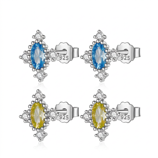 Aretes Geométricos con Zirconia de Color