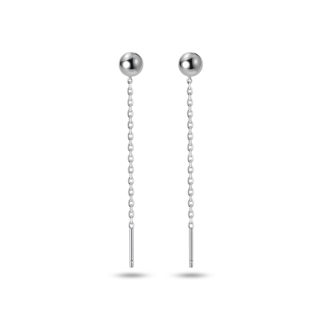 Aretes Barra Larga con Bolitas