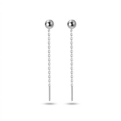 Aretes Barra Larga con Bolitas