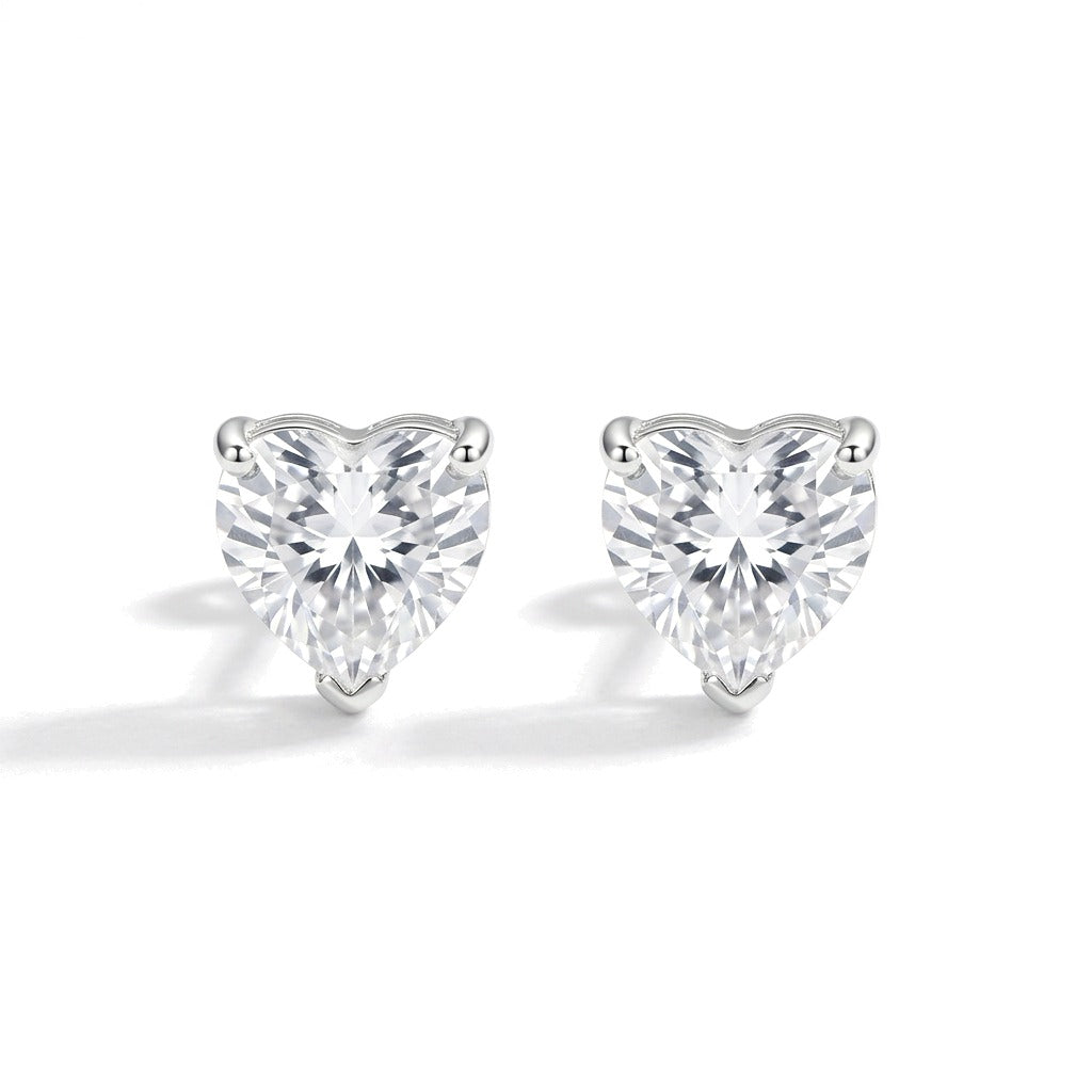 Aretes Solitario Corazón de Zirconia