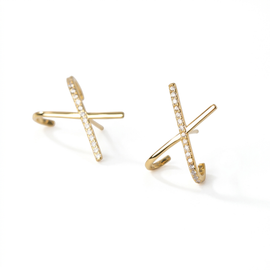 Aretes Cruz Delicada con Zirconias