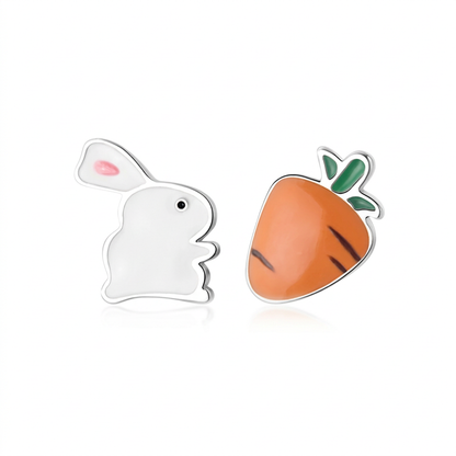 Aretes Conejito y Zanahoria Esmaltados