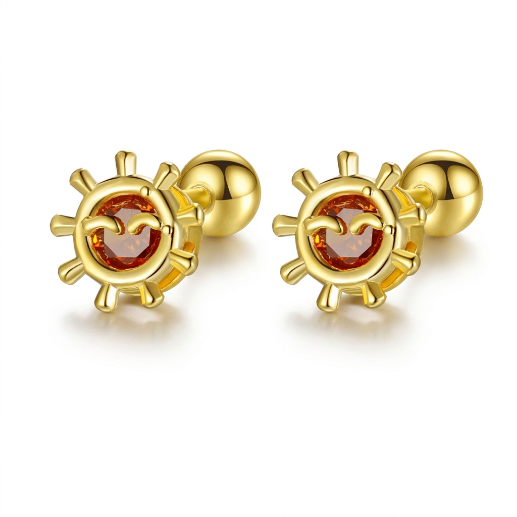 Aretes Sol Minimalista con Zirconia