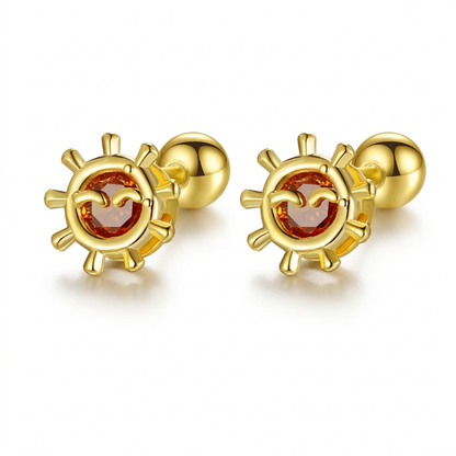 Aretes Sol Minimalista con Zirconia