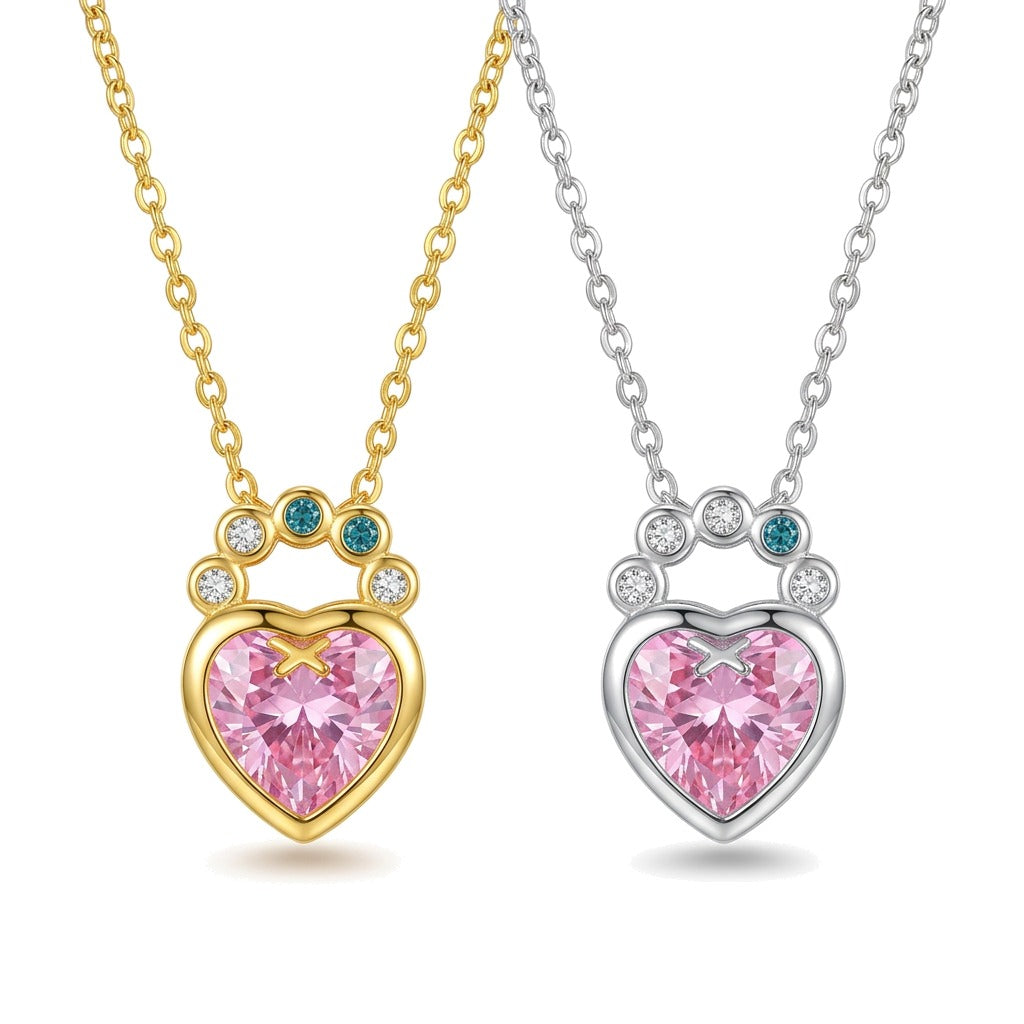 Collar Candado Corazón con Zirconias