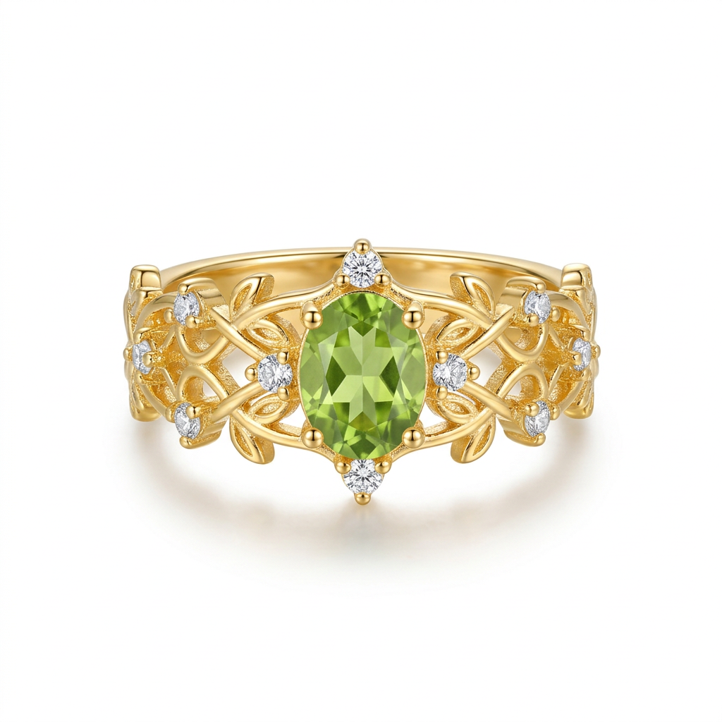 Anillo Flor con Cristal Natural Ajustable