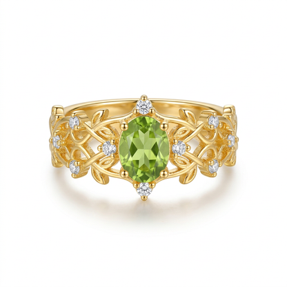 Anillo Flor con Cristal Natural Ajustable