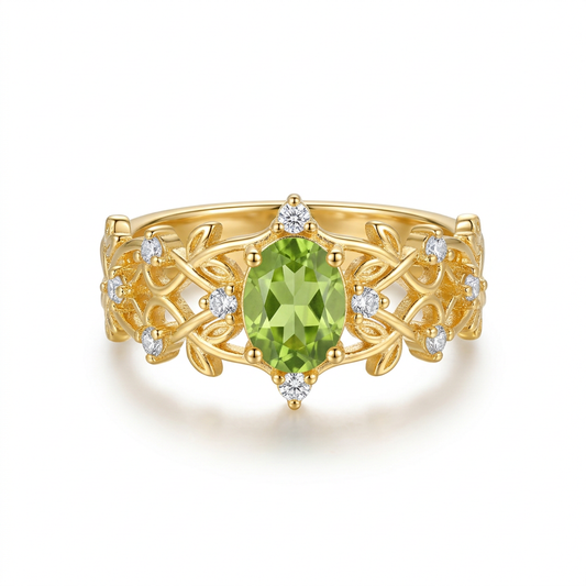 Anillo Flor con Cristal Natural Ajustable