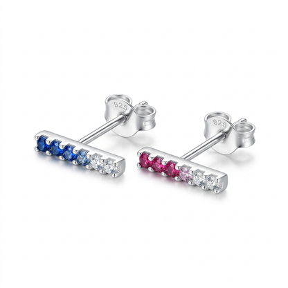 Aretes Barrita con Zirconias de Color