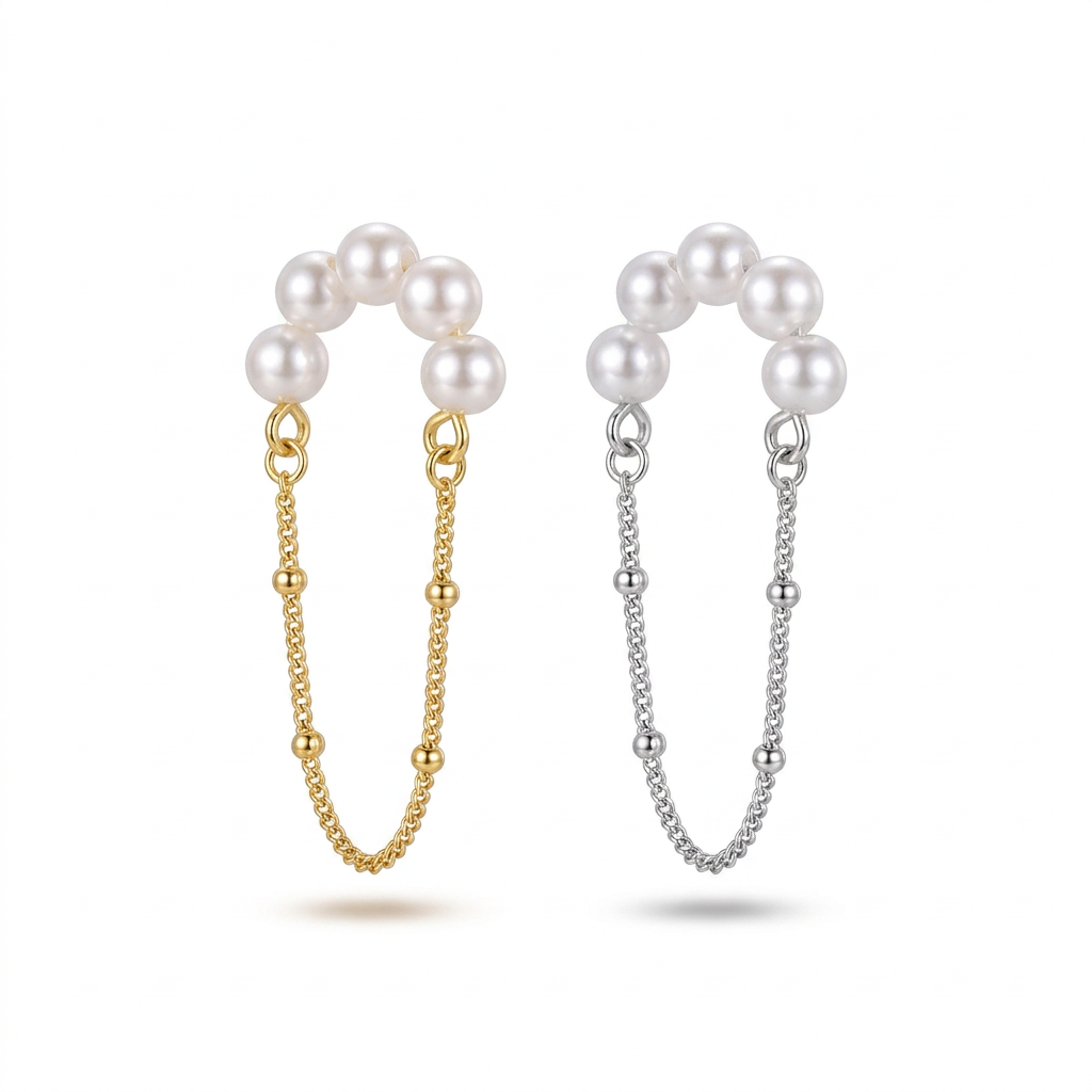 Aretes de Clip con Perla de Diseño Único