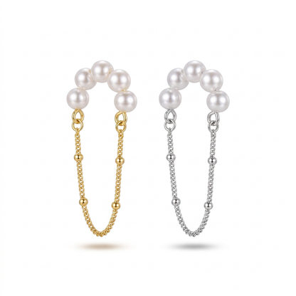 Aretes de Clip con Perla de Diseño Único
