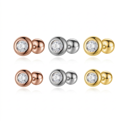 Aretes Solitario Redondo de Zirconia