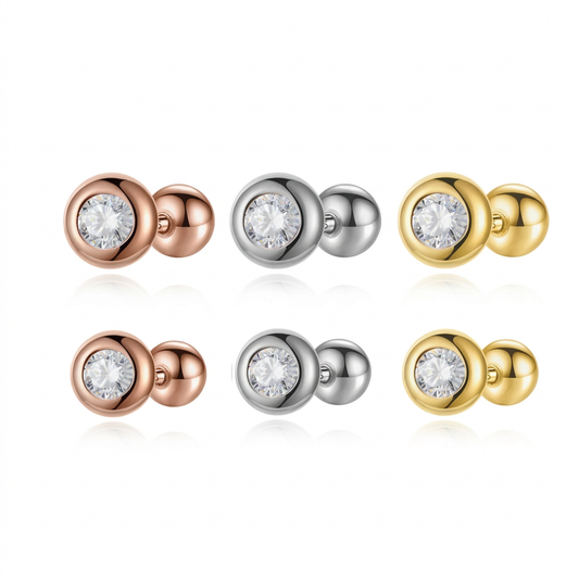 Aretes Solitario Redondo de Zirconia