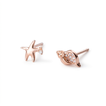 Aretes Asimétricos Caracol y Estrella de Mar