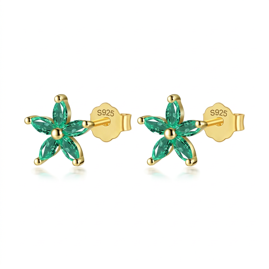Aretes Flor con Zirconias de Color
