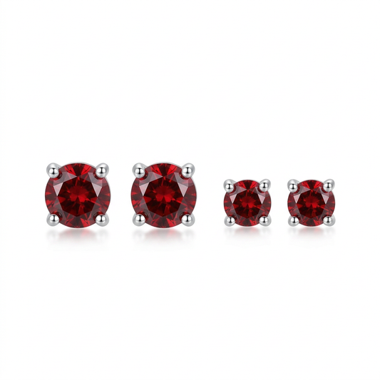 Aretes Mini Zirconia Roja